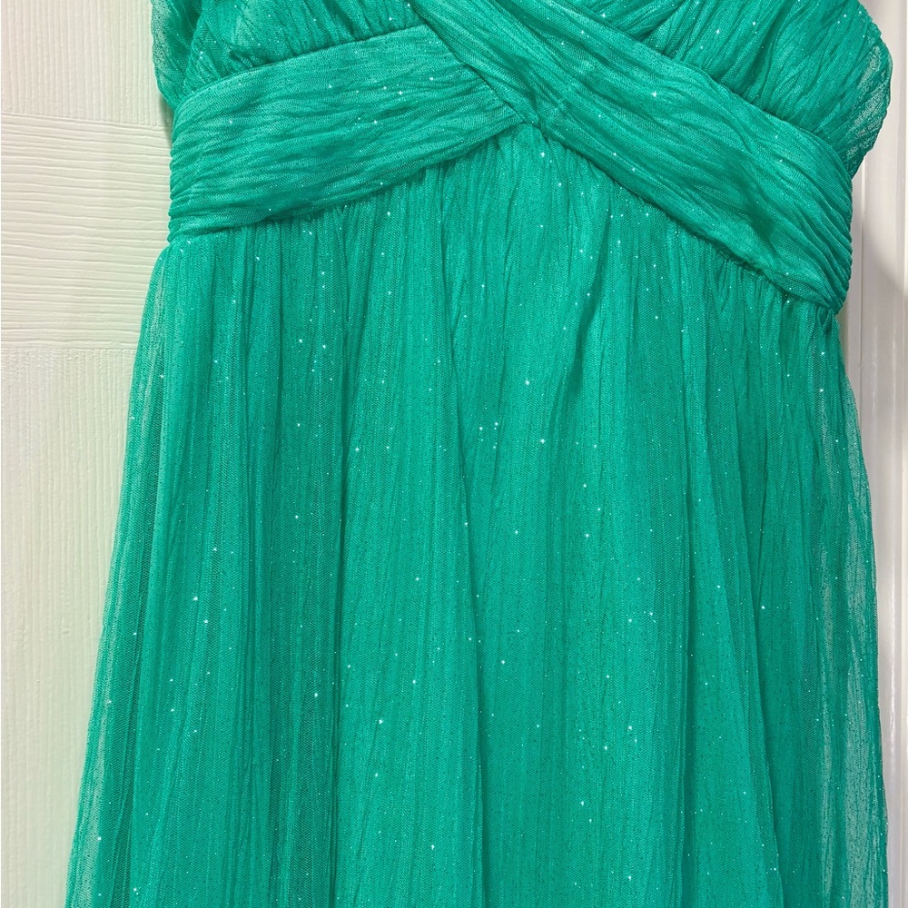 Sequin Hearts Kids Dress in Teal